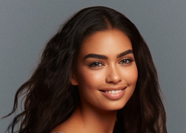 Dark-haired female model headshot