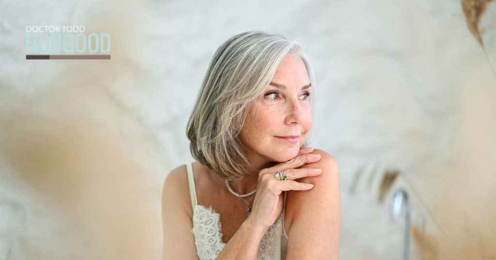 Smiling woman looking off to the side (model)