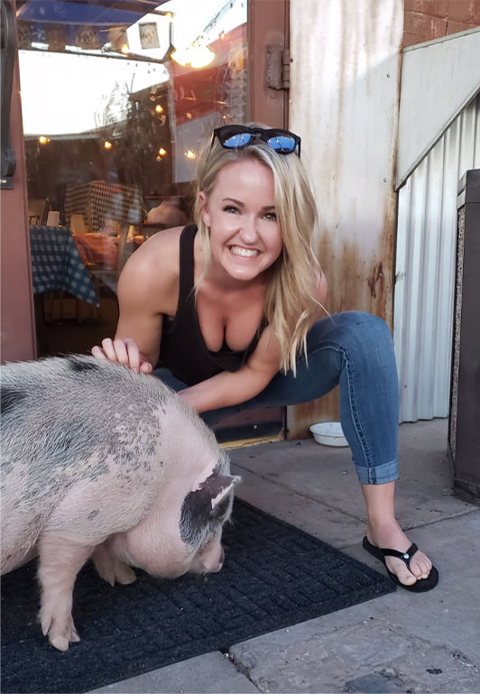 Ashley with pig