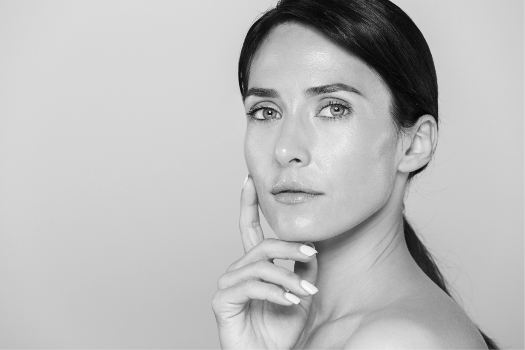 headshot of brunette model
